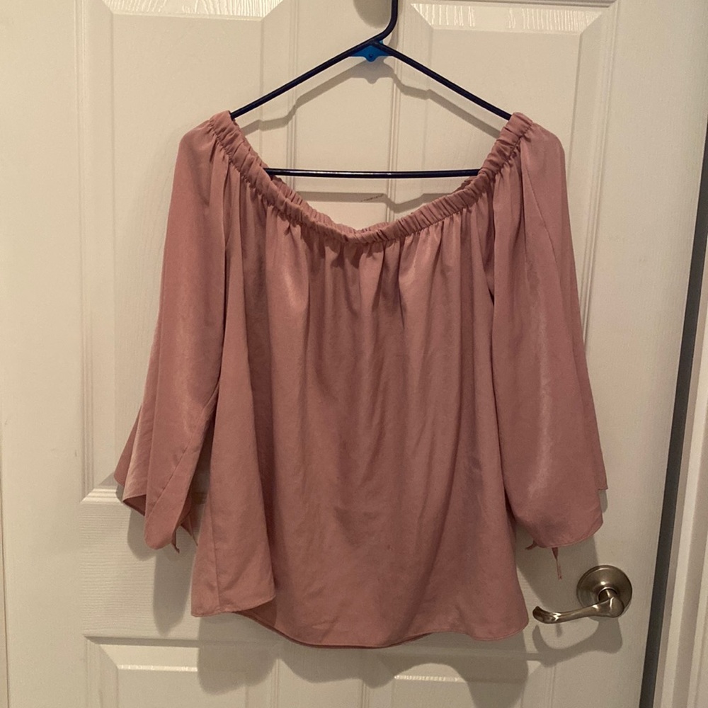 Off the shoulder mauve pink blouse